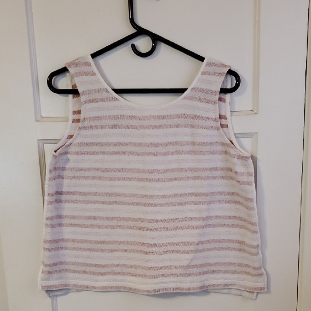 Madewell Boxy Pink and White Sleeveless Tank Top